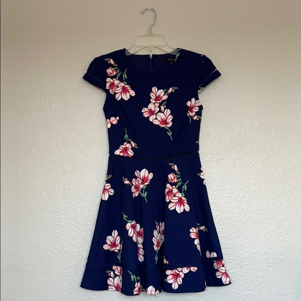 City Studio Navy Blue with Pink Flowers dress
